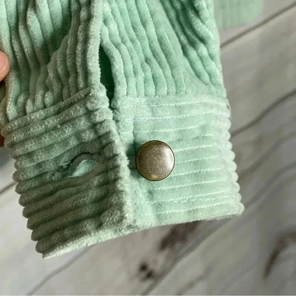 Denim & Co Womens Corduroy Jacket Medium Light Green Zip Up Pockets Unlined - Picture 6 of 11